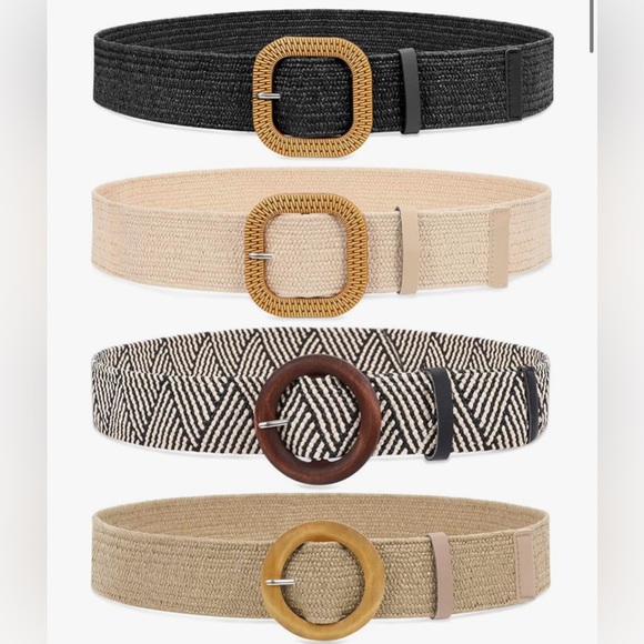 whippy Accessories - Set of 4 straw woven elastic belts